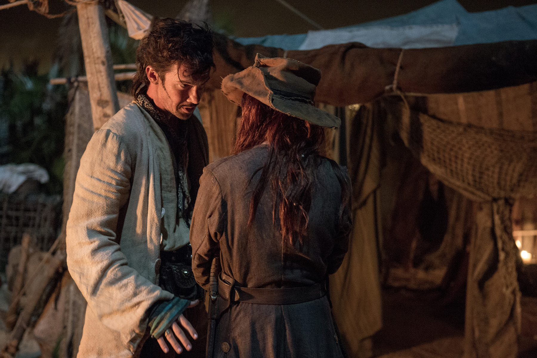 Still of Toby Schmitz and Clara Paget in Black Sails (2014)