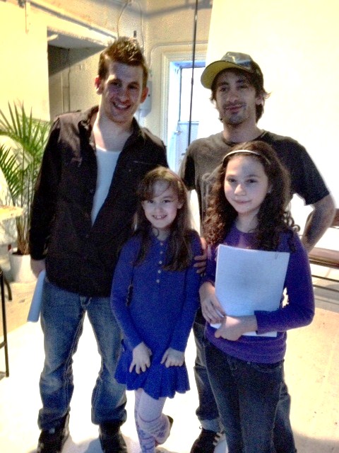 Rebecca with director Cody Blue Snider and writer Shane Snider at the table reading of the film 
