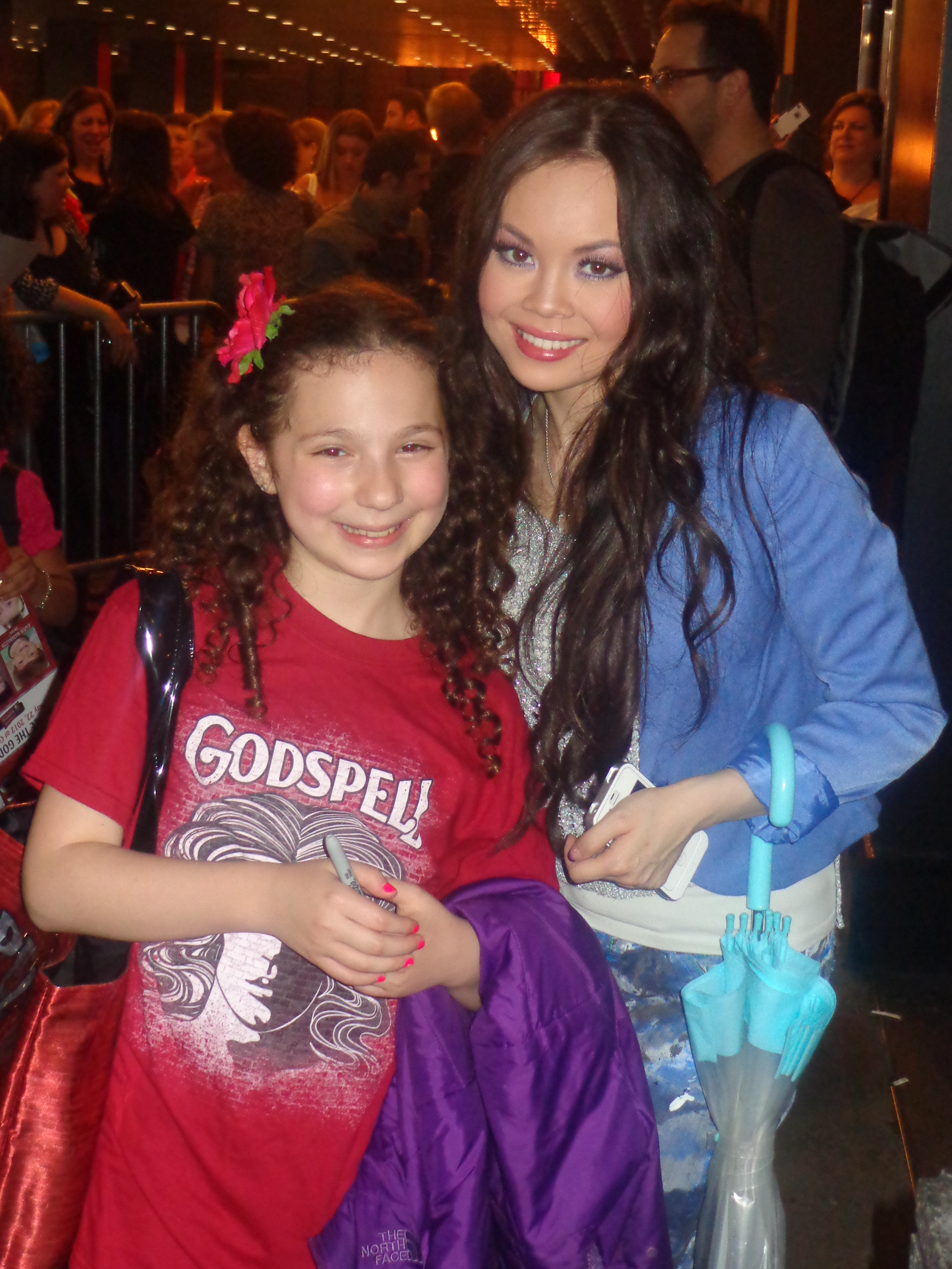 Rebecca with Anna Maria Perez after Godspell 2032 performance