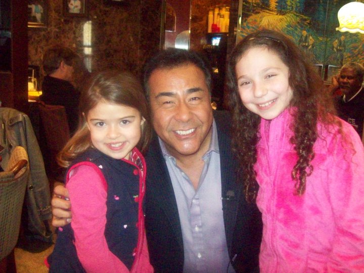 Rebecca with John Quinones on set of ABC show Primetime:What Would You Do, 