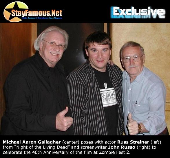 Michael Aaron Gallagher (center) poses with actor Russ Streiner (left) from 