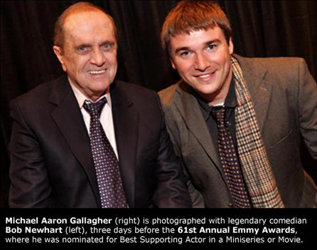 Michael Aaron Gallagher (right) with Bob Newhart.
