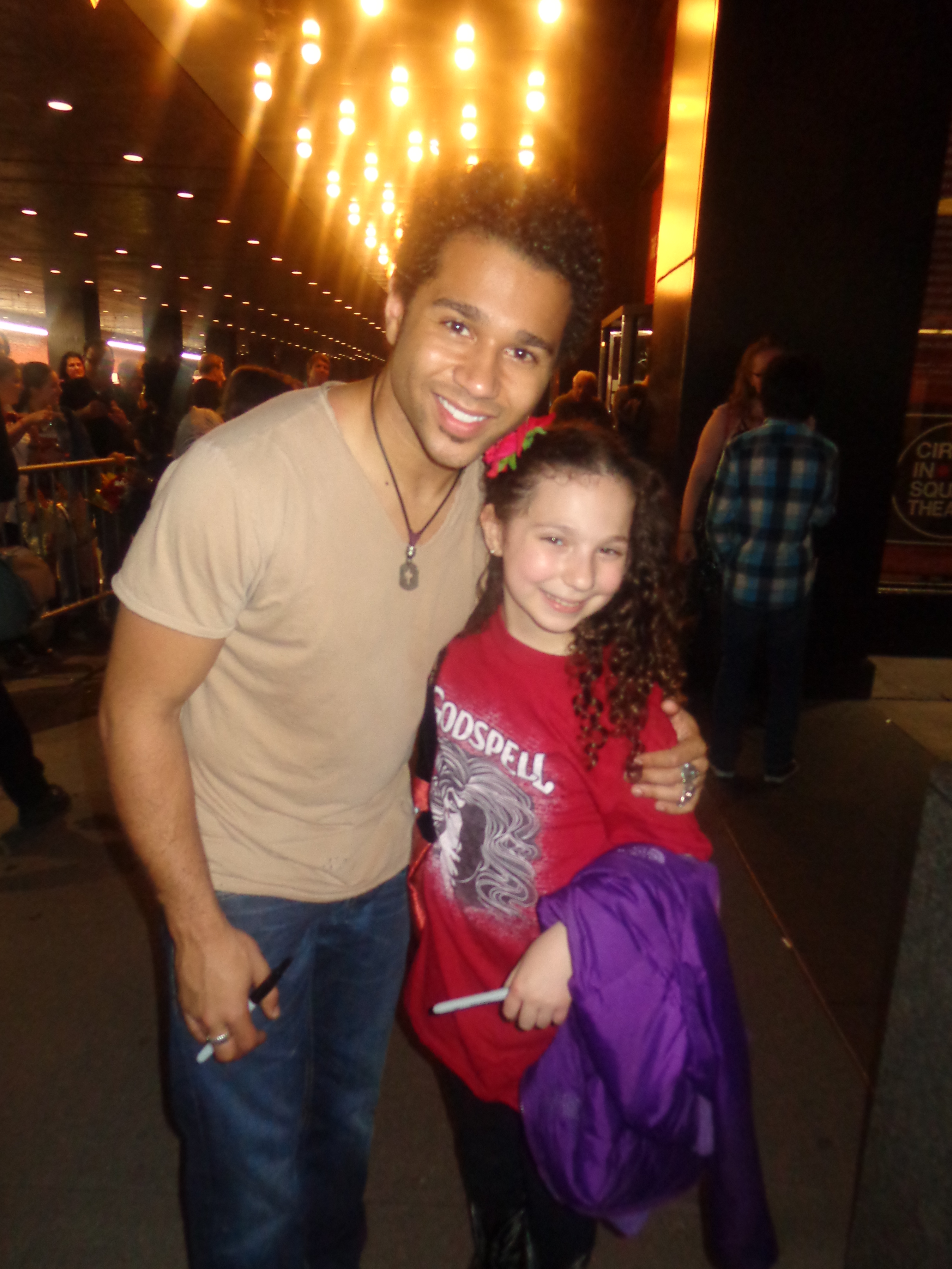 Rebecca with Corbin Blue after her Godspell 2032 performance