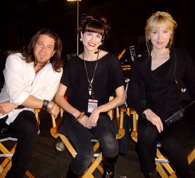 Christian Kane, Beth Riesgraf and Caitlyn Larimore - On set, Leverage.
