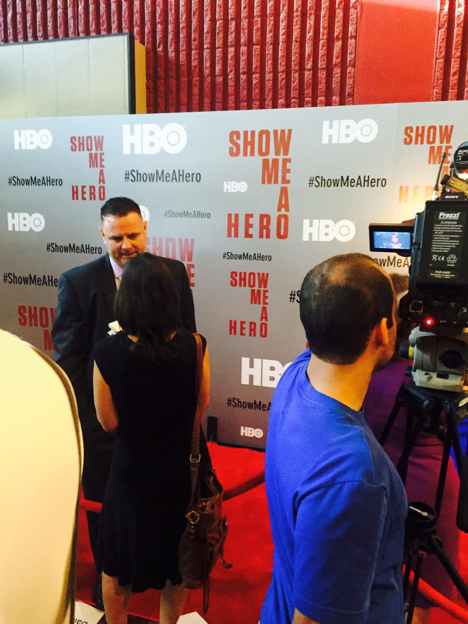 getting interviewed on red carpet at premiere of HBO mini-series 