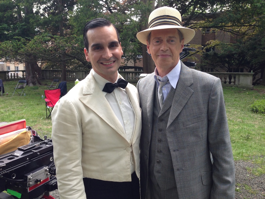 Jorge Ferragut and Steve Buscemi on set of Boardwalk Empire just before shooting their scene.