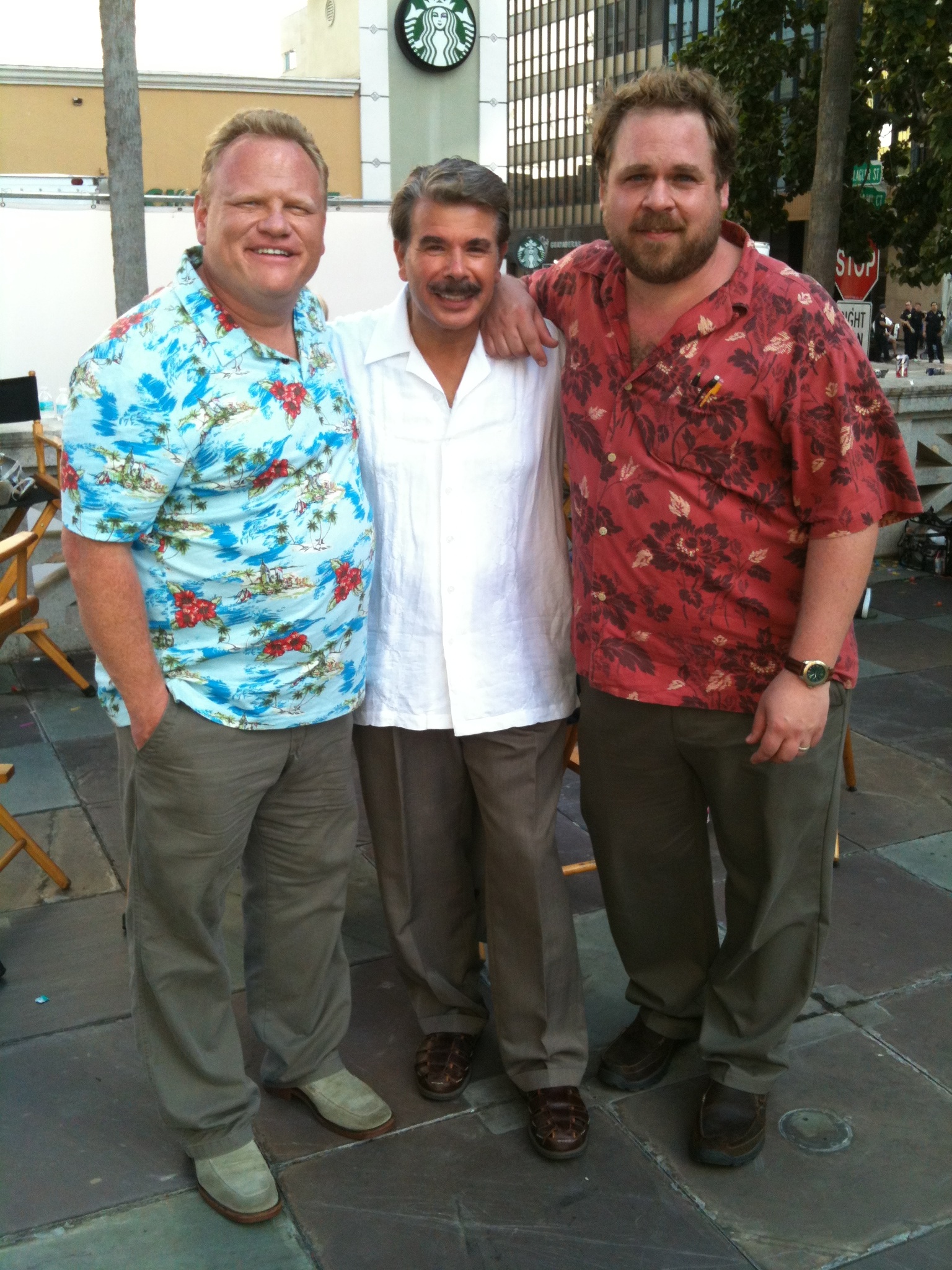 Larry Joe Campbell, Alan Fritz and Josh Funk (l-r) before filming the final scene for A Change of Heart (2014)