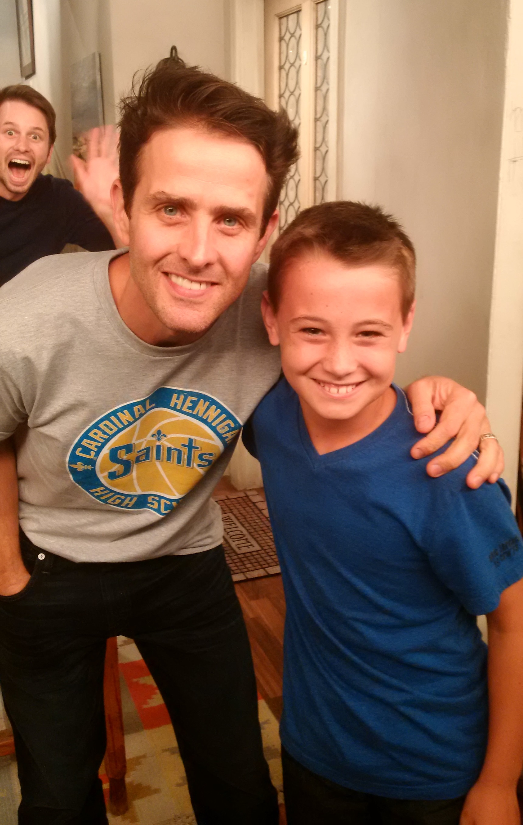 Joey McIntyre and Cameron Castaneda on the set of The McCarthys. Photo bomb courtesy of Tyler Ritter.