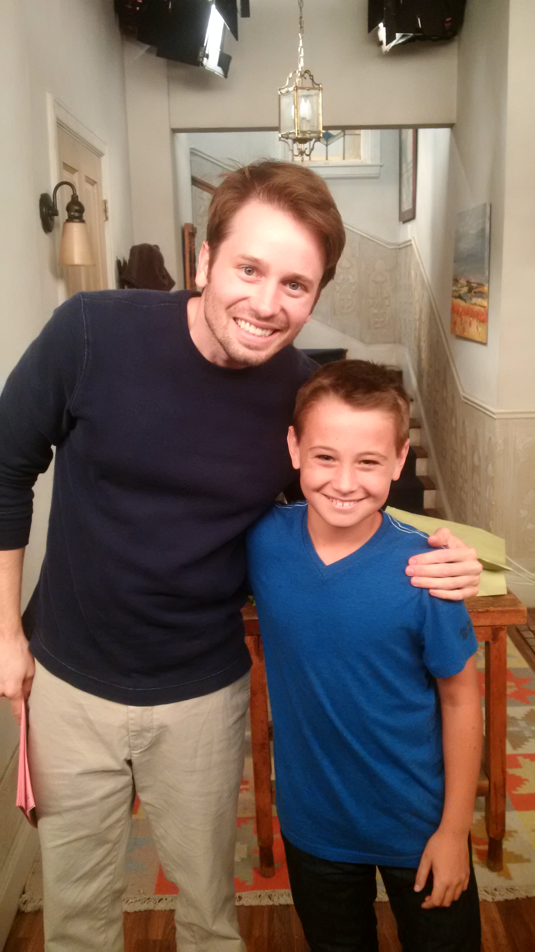 Tyler Ritter and Cameron Castaneda on the set of CBS's new show The McCarthys.