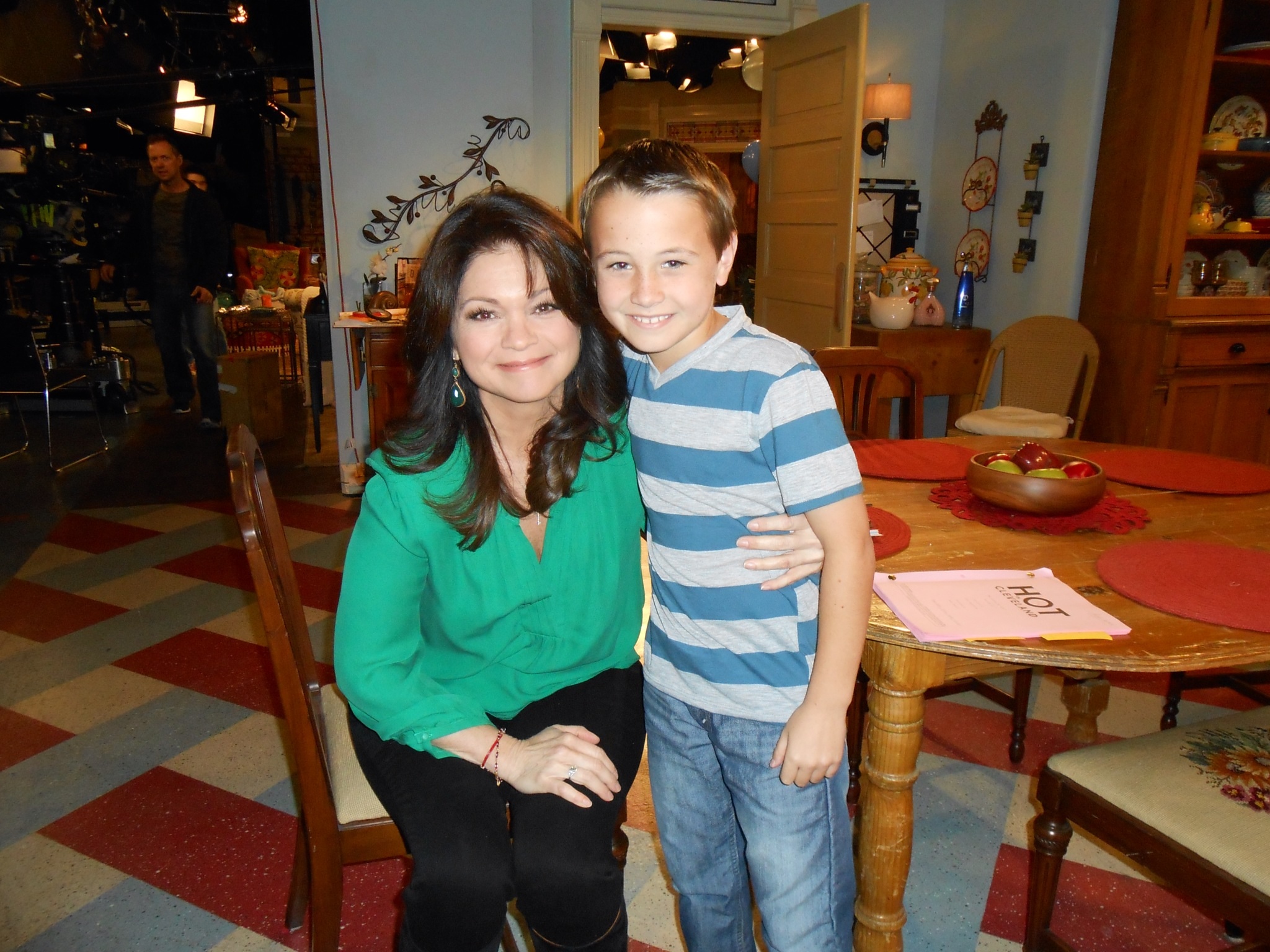 Valerie Bertinelli and Cameron Castaneda on the set of Hot in Cleveland.