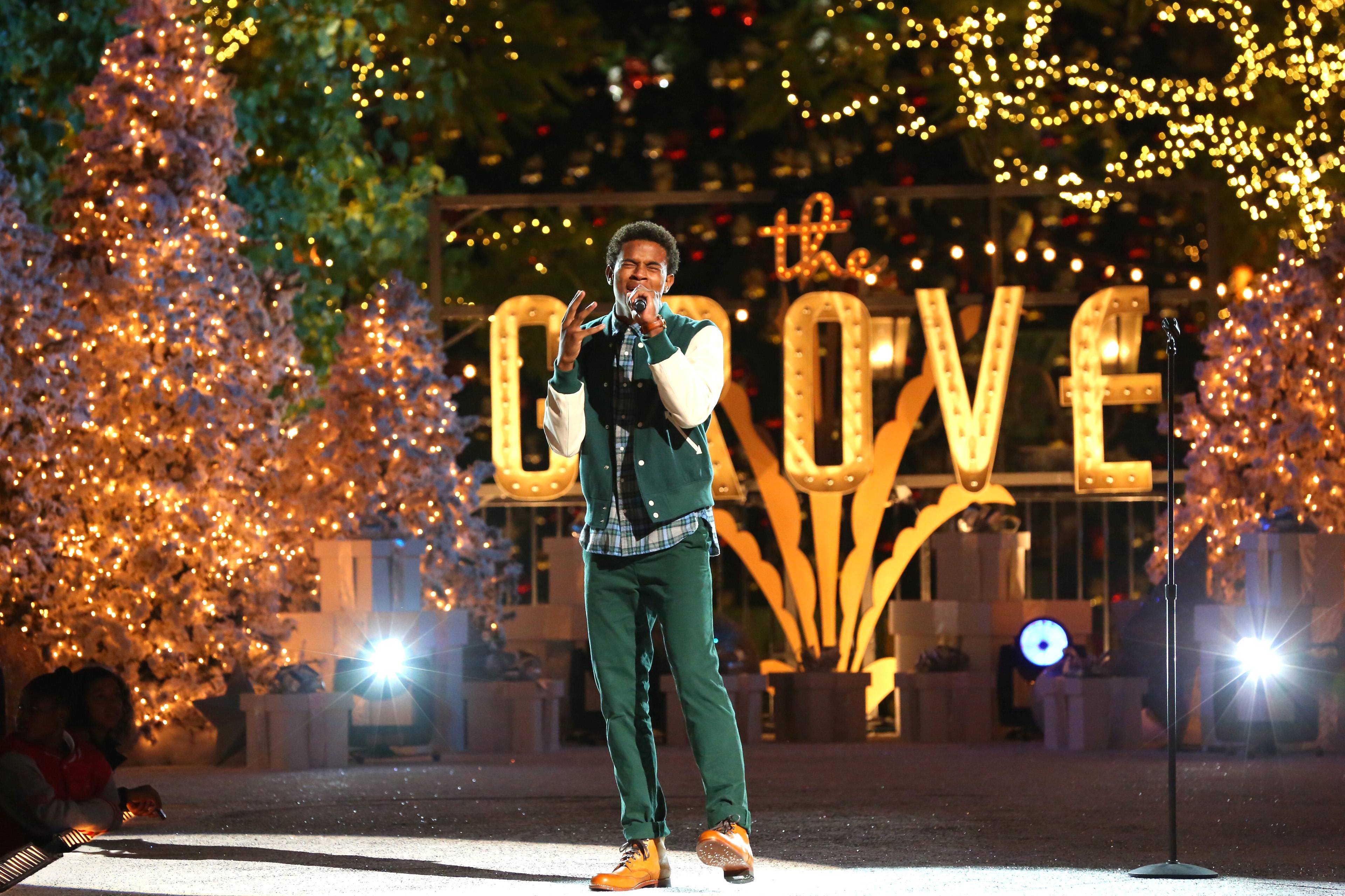 Trevor Jackson performing at The Grove Christmas Tree Lighting Spectacular 2013
