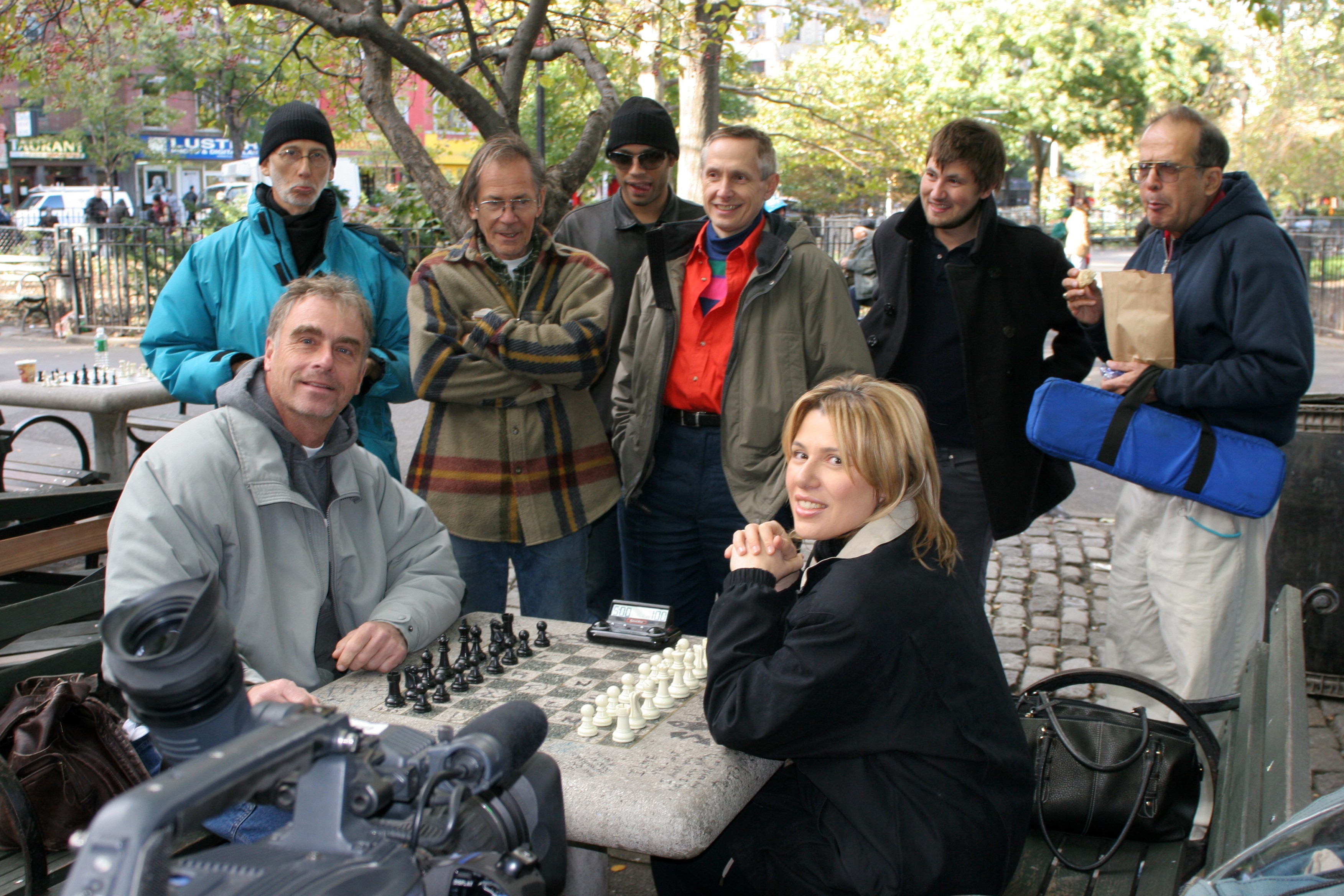 Susan Polgar filming My Brilliant Brain for National Geographic at Tompkins Square Filming in 2006