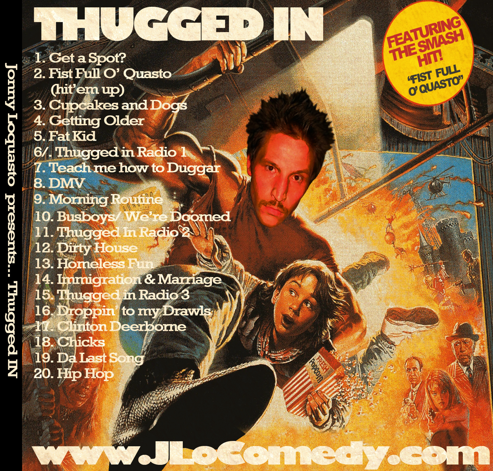 Back cover of the comedy album 