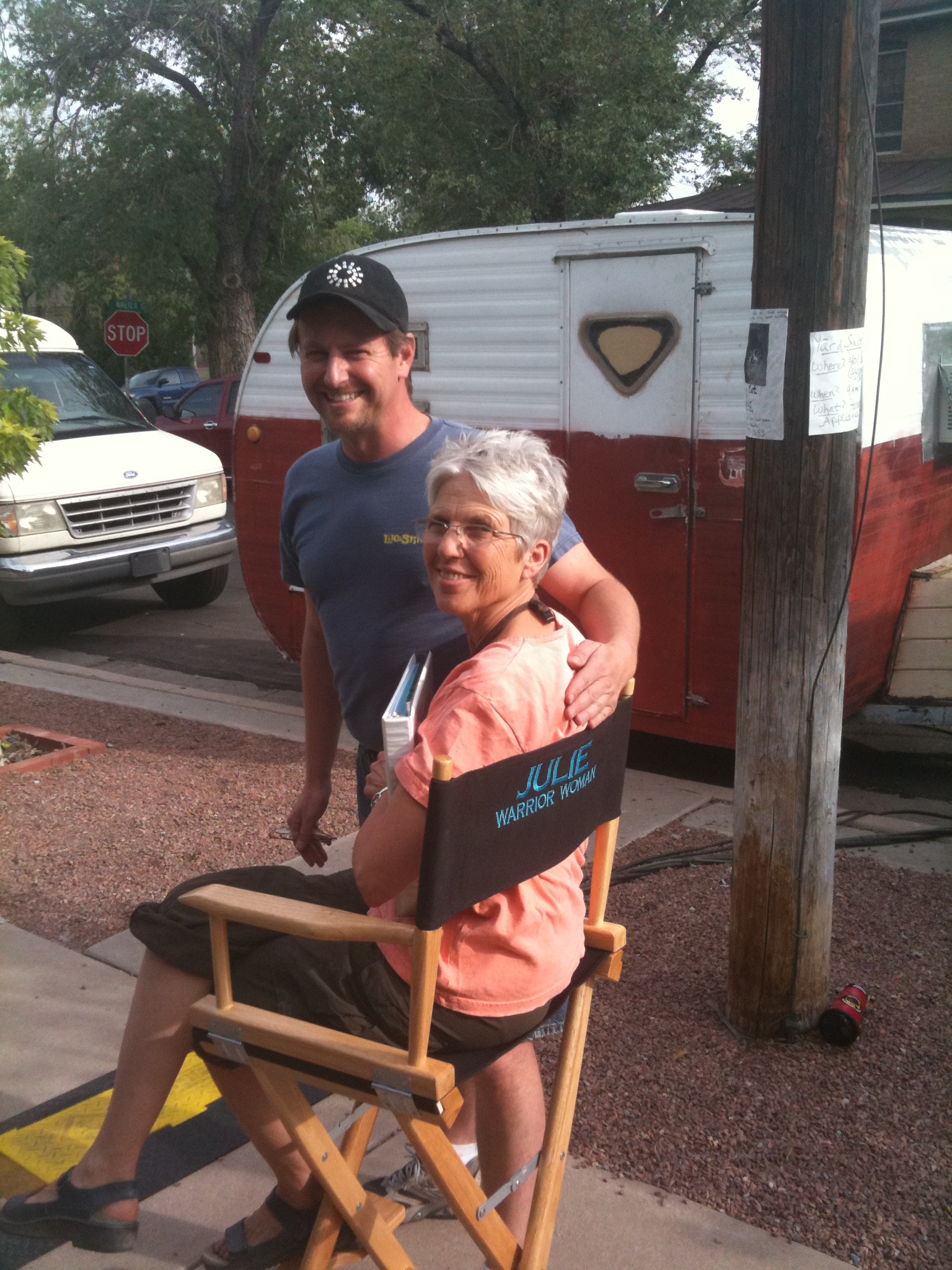 Brent & Julie Reichert relax for a moment between shots on Warrior Woman currently being shot in New Mexico