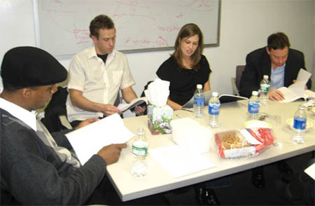 Marc Kess, Kat Wisener, Nick Arens, Dan Leeds script reading Mildred Richards.