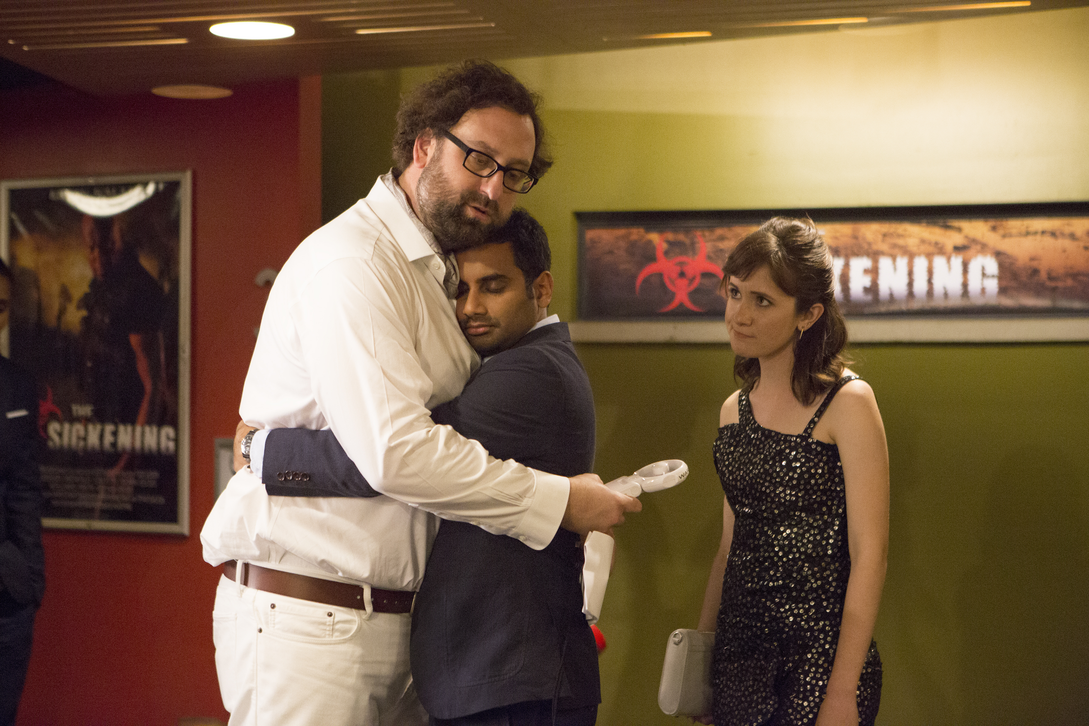 Still of Eric Wareheim, Aziz Ansari and Noël Wells in Master of None (2015)