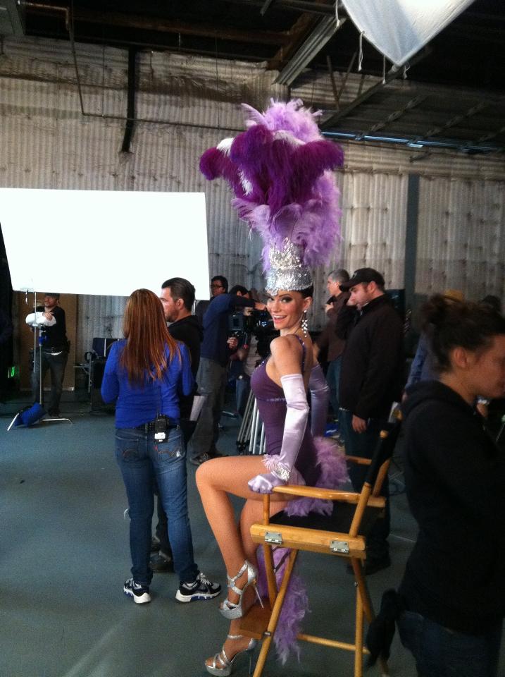 Caitlin on set of a Pepsi commercial for Superbowl XLVII FunnyorDie