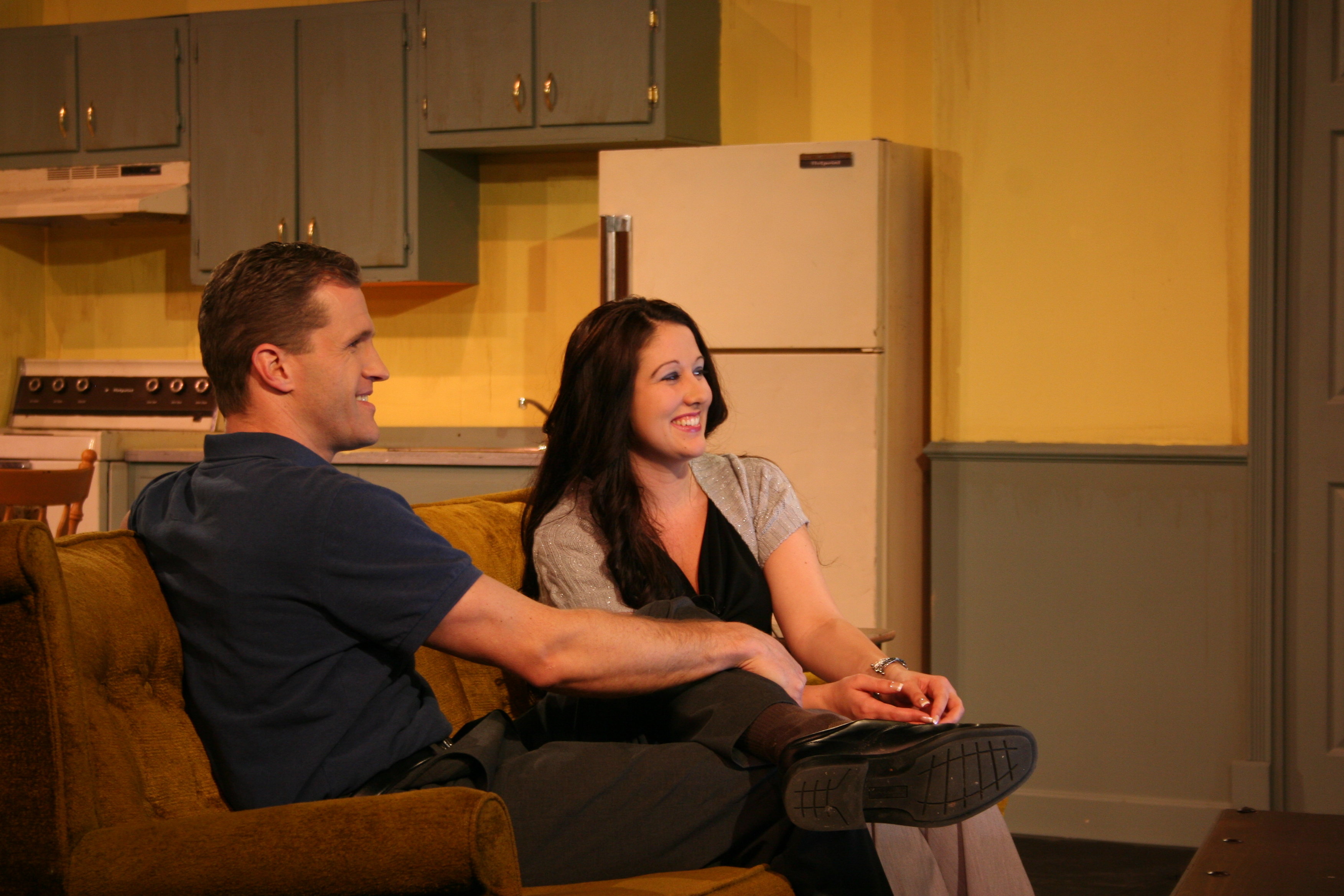 Barry Ellenberger and Shannon Denton-Brown between takes.