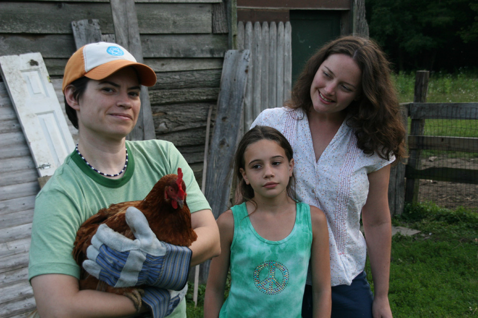 Production still for Hens and Chicks (Amy Driesler, Bea Miller and Sarah Hankins)