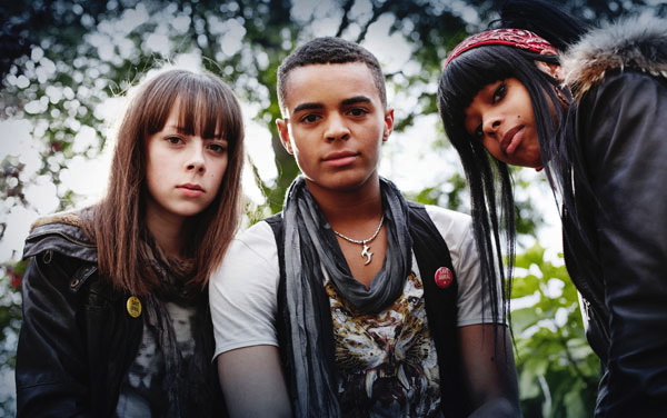 Alice Sykes with Layton Williams and Leanne Dunstan in CBBC 'Postcode'