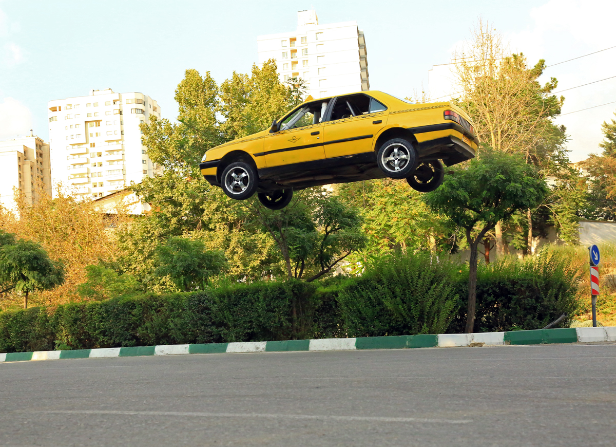 long car jump.. in street of Iran -tehran
