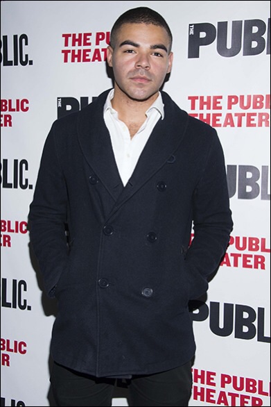 Ash Hunter attending Antony & Cleopatra press night at The Public Theater, New York.