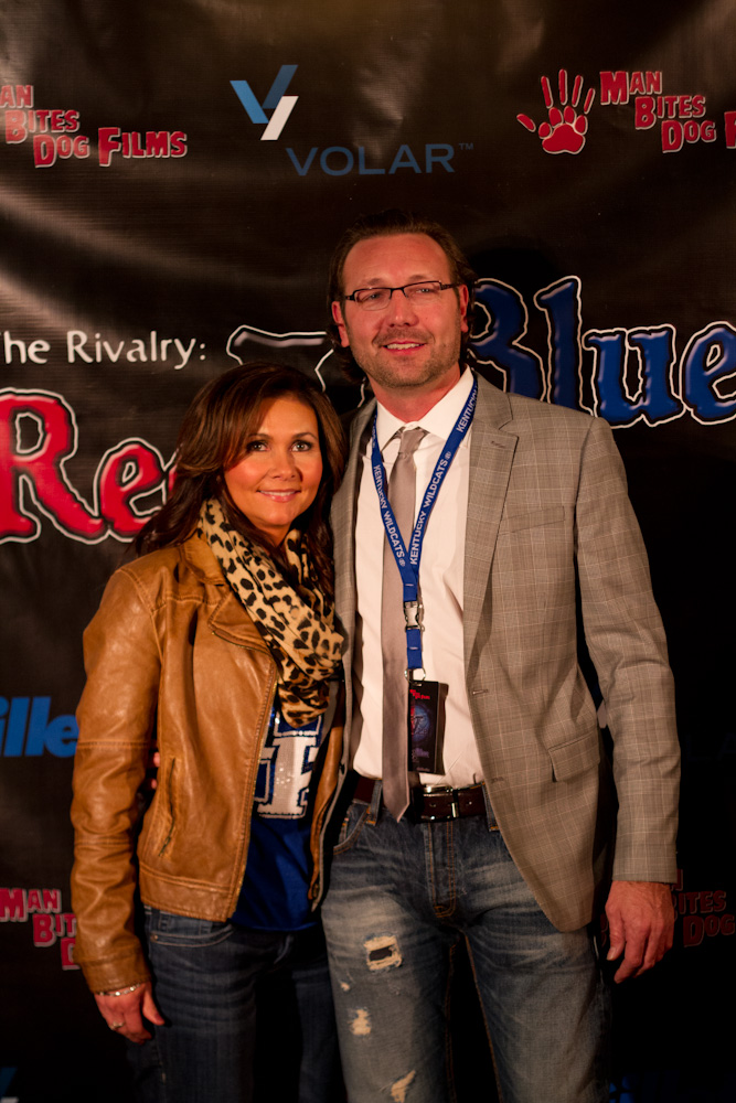 Producer Wm. Wade Smith & his Sister, Diana Smith Bowling, on the blue carpet press line for premiere of Red v Blue in the Lexington Opera House