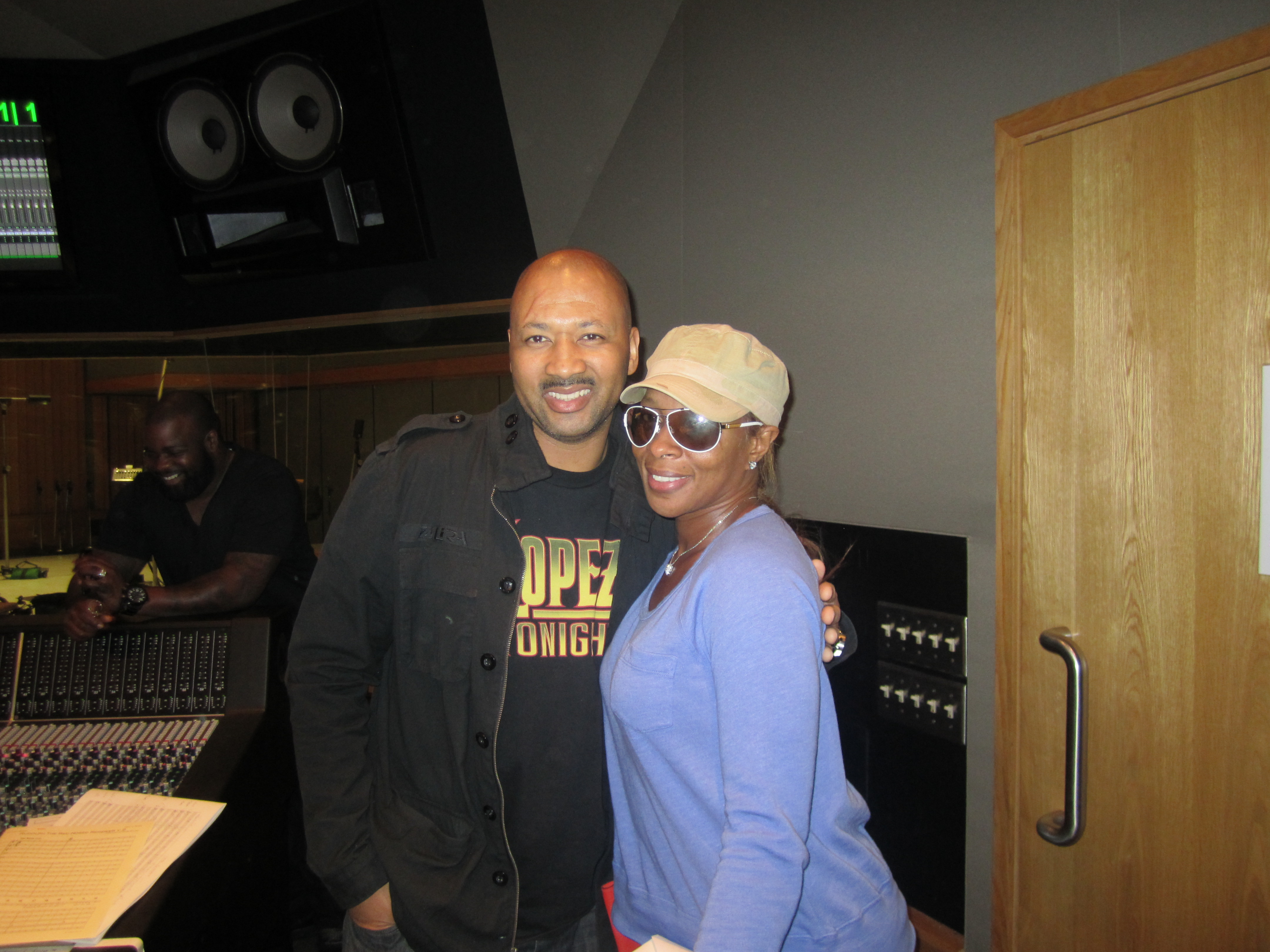 Alex Al and Mary J. Blidge at recording session with David Foster.