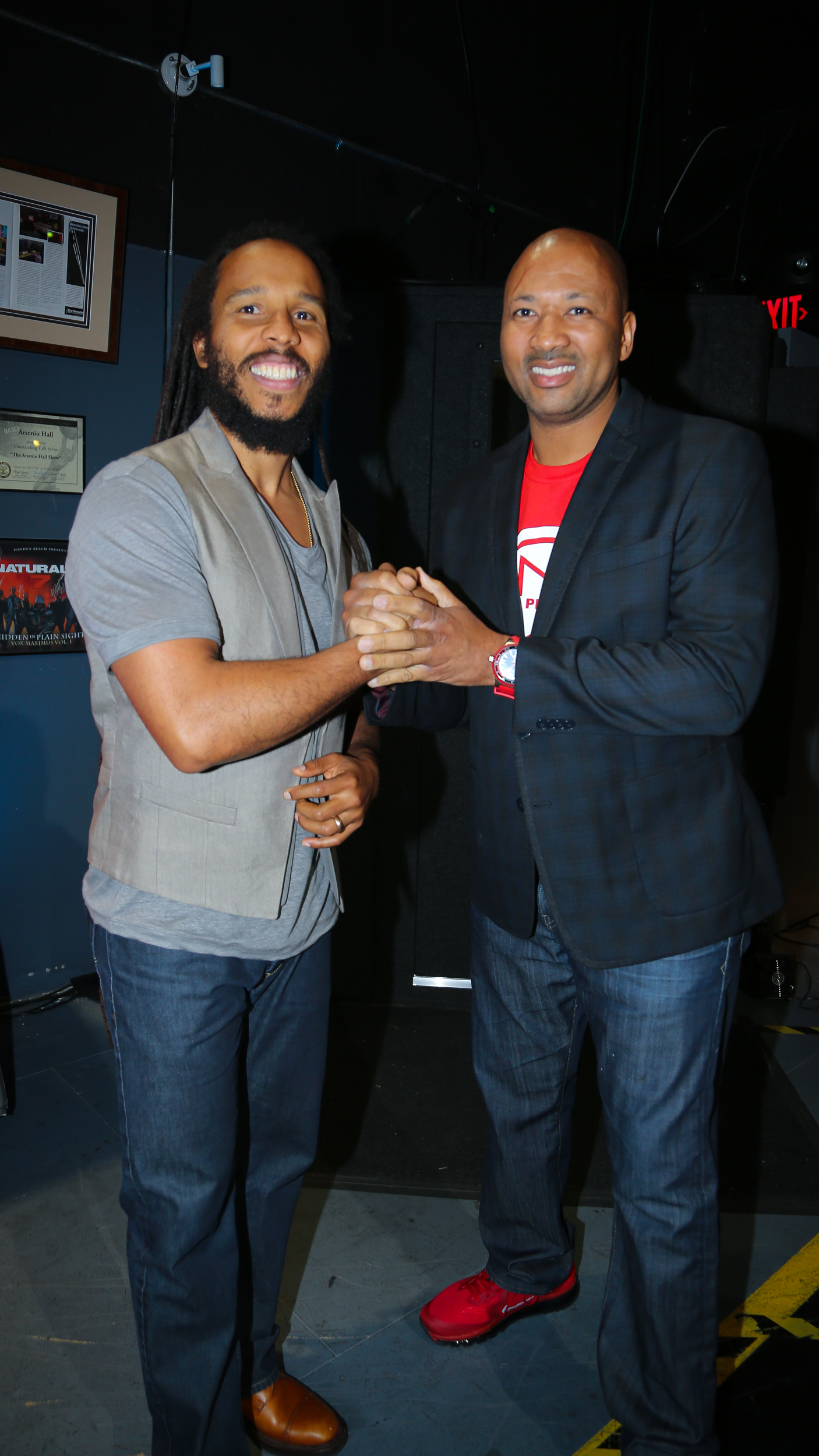 Alex Al with Ziggy Marley at studio.