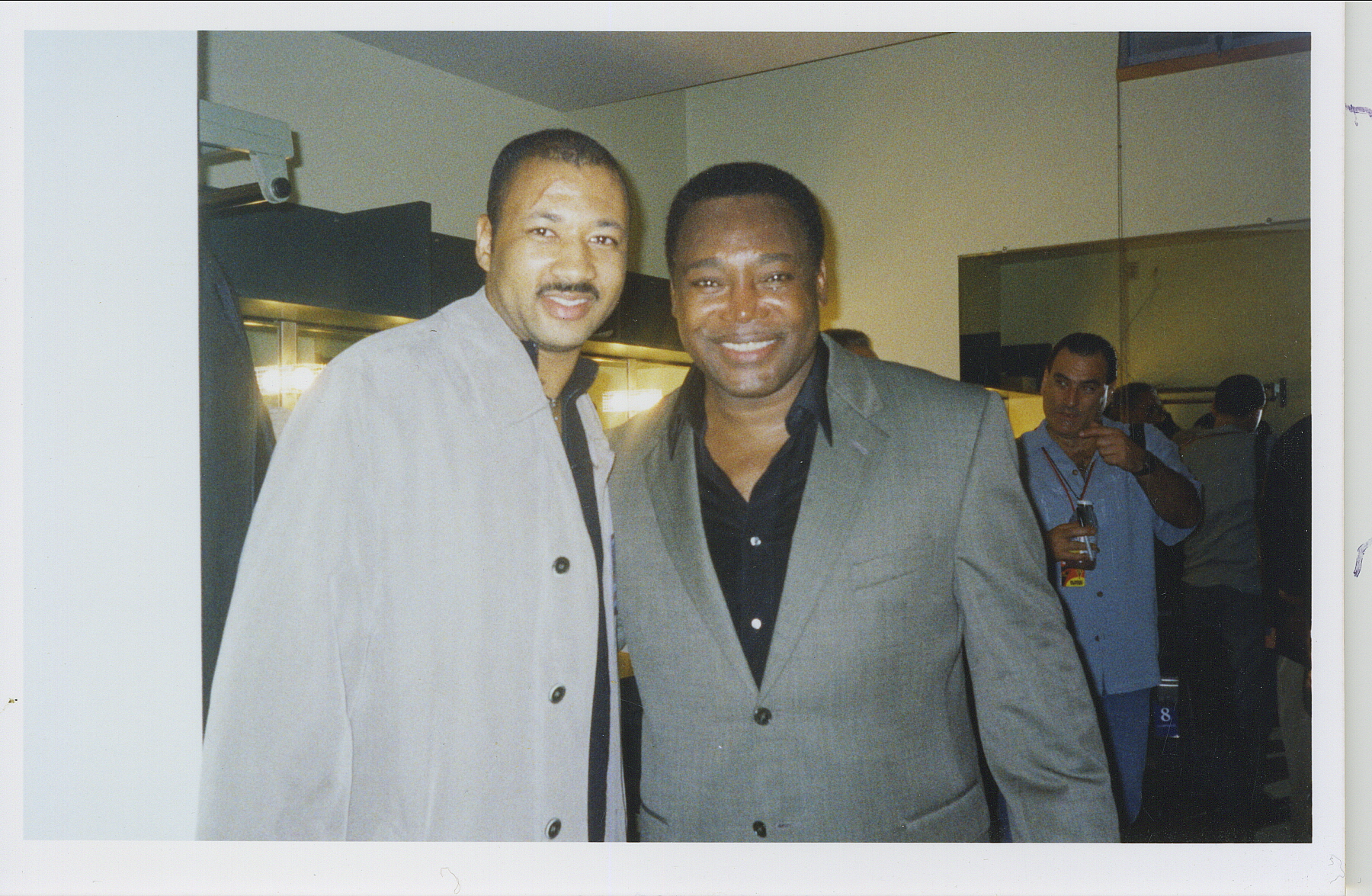 Alex Al with legend, George Benson on break at studio. Alex played bass on the 'Standing Together' album, and also co-wrote the song, 'Cruise Control' for the album.