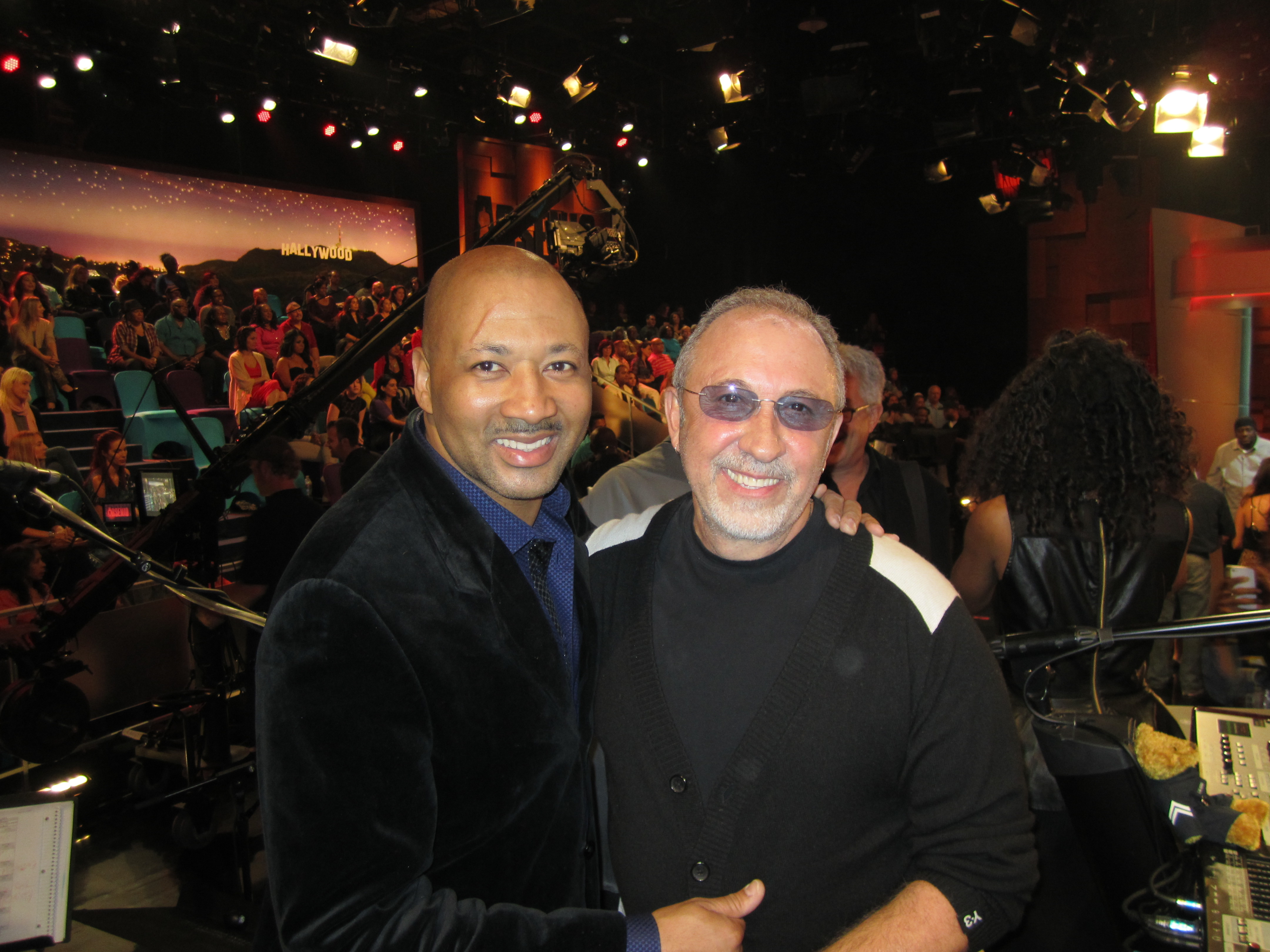 Alex Al with legend Emilio Estefan at live studio.