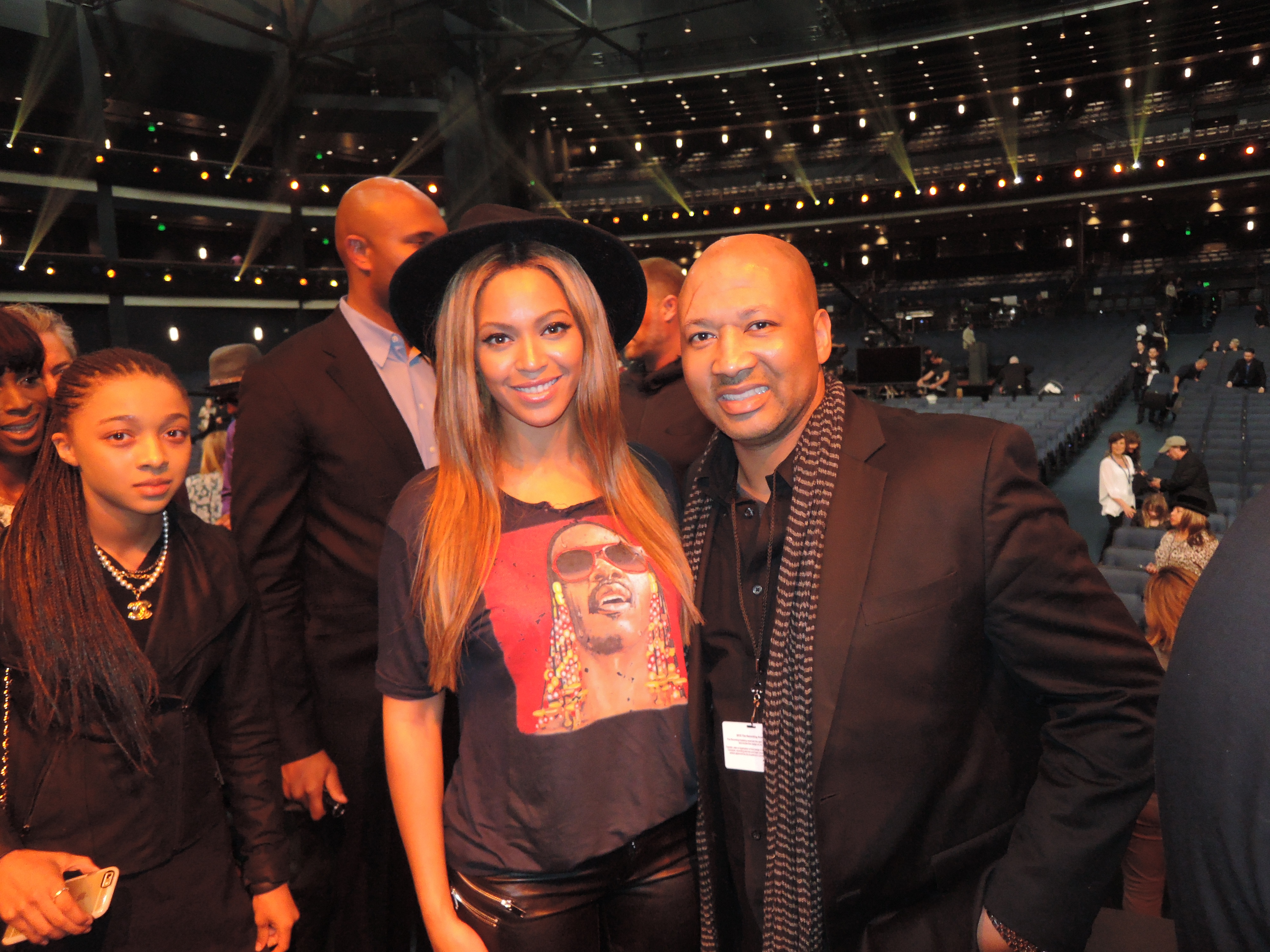 Alex Al and Beyonce at Stevie Wonder Tribute onstage right after show.