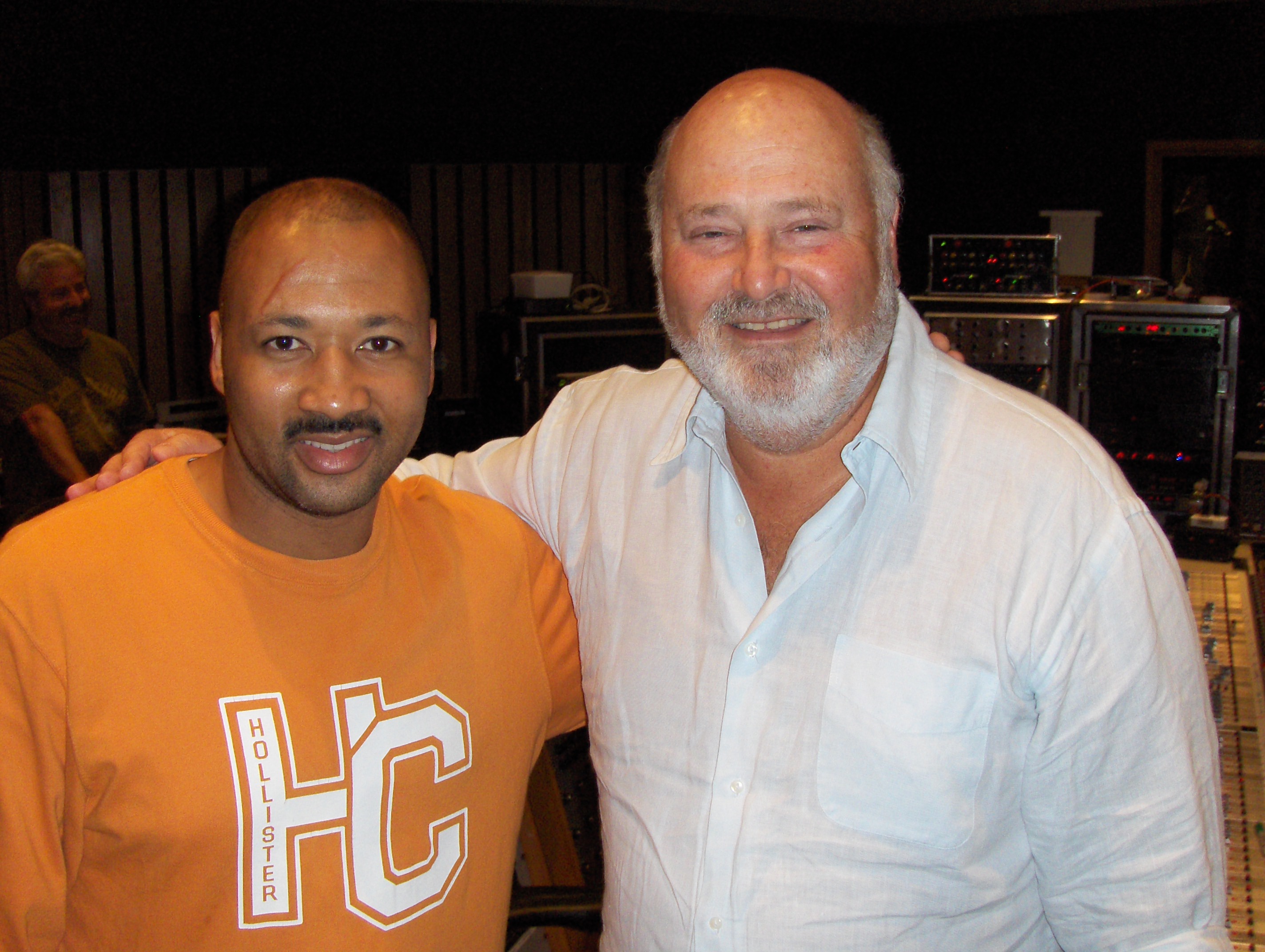 Alex Al with director Rob Reiner at recording session for movie soundtrack