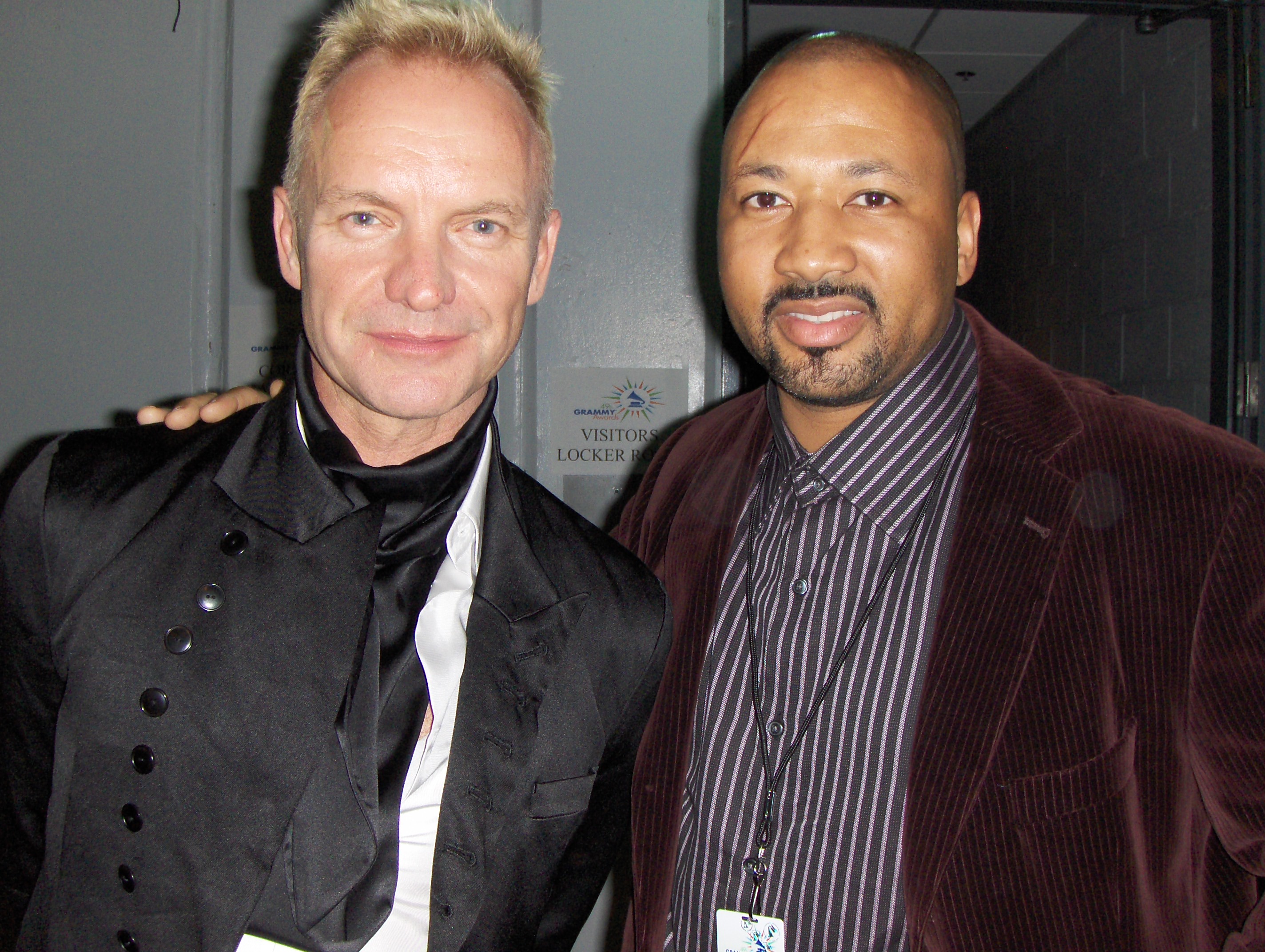 Alex Al with Sting. Alex played bass and keyboards on the remix of Sting's song 'After the Rain'. Alex is one of two bassists to ever record bass on a Sting record, the other bassist being Darryl Jones of the Rolling Stones.