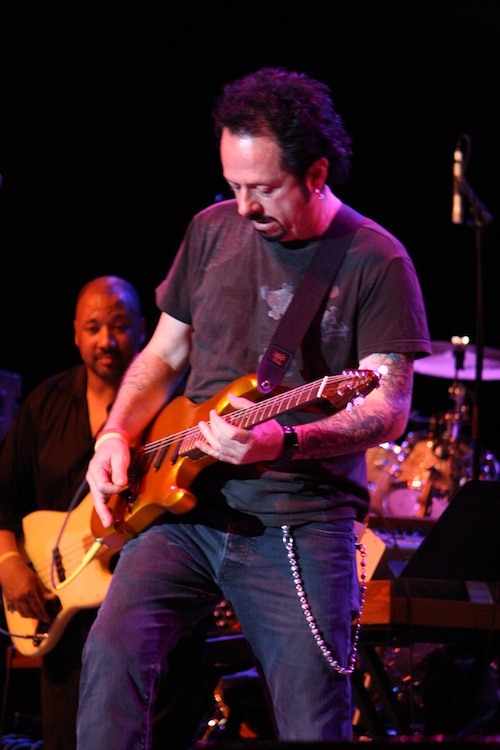 Alex Al live onstage recording with Steve Lukather, guitarist of legendary rock group, Toto.