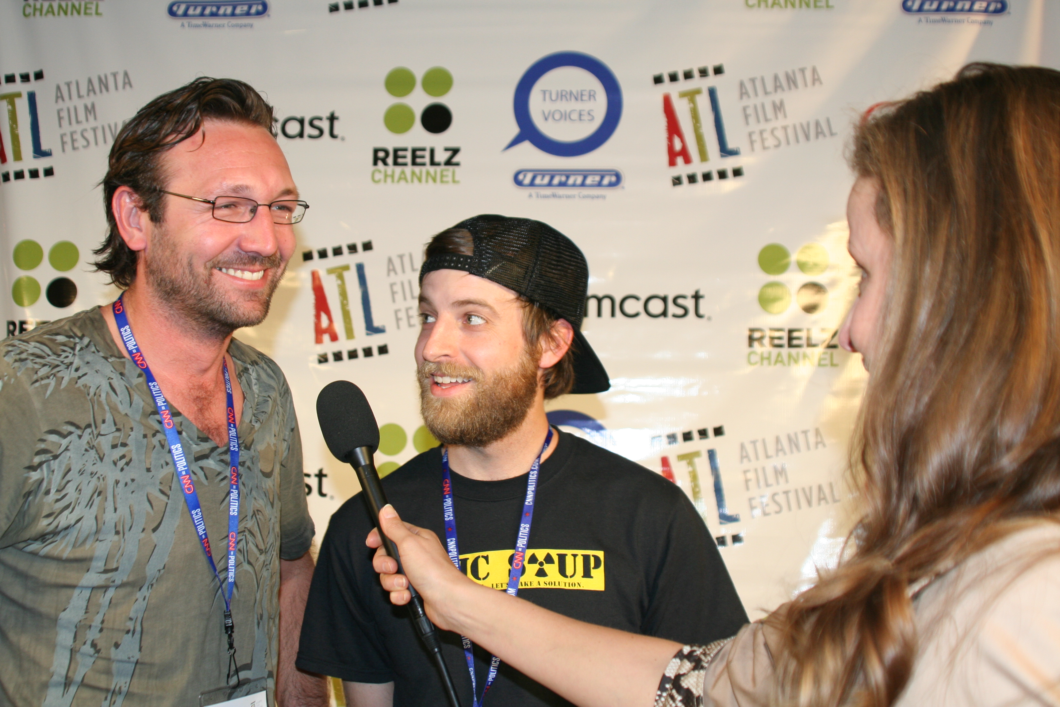 Producer Wade Smith and Director Rory Owen Delaney being interviewed by Michelle Kabashinski at the World premiere