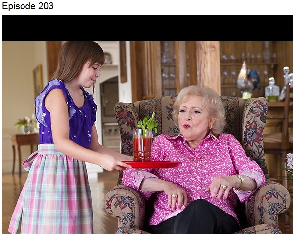Hannah as Betty White's great grand-daughter in 