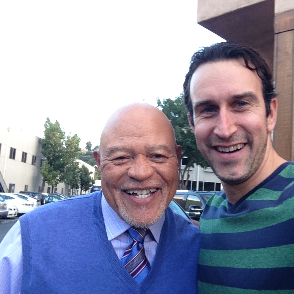 Adam William Ward and John Beasley on set.