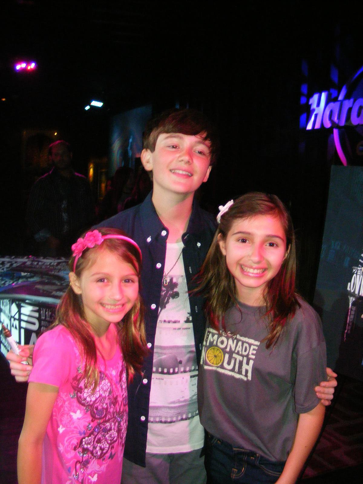 Sophia Strauss with Victoria Strauss and Greyson Chance at the VIP CD Release Party at the Hard Rock Cafe.