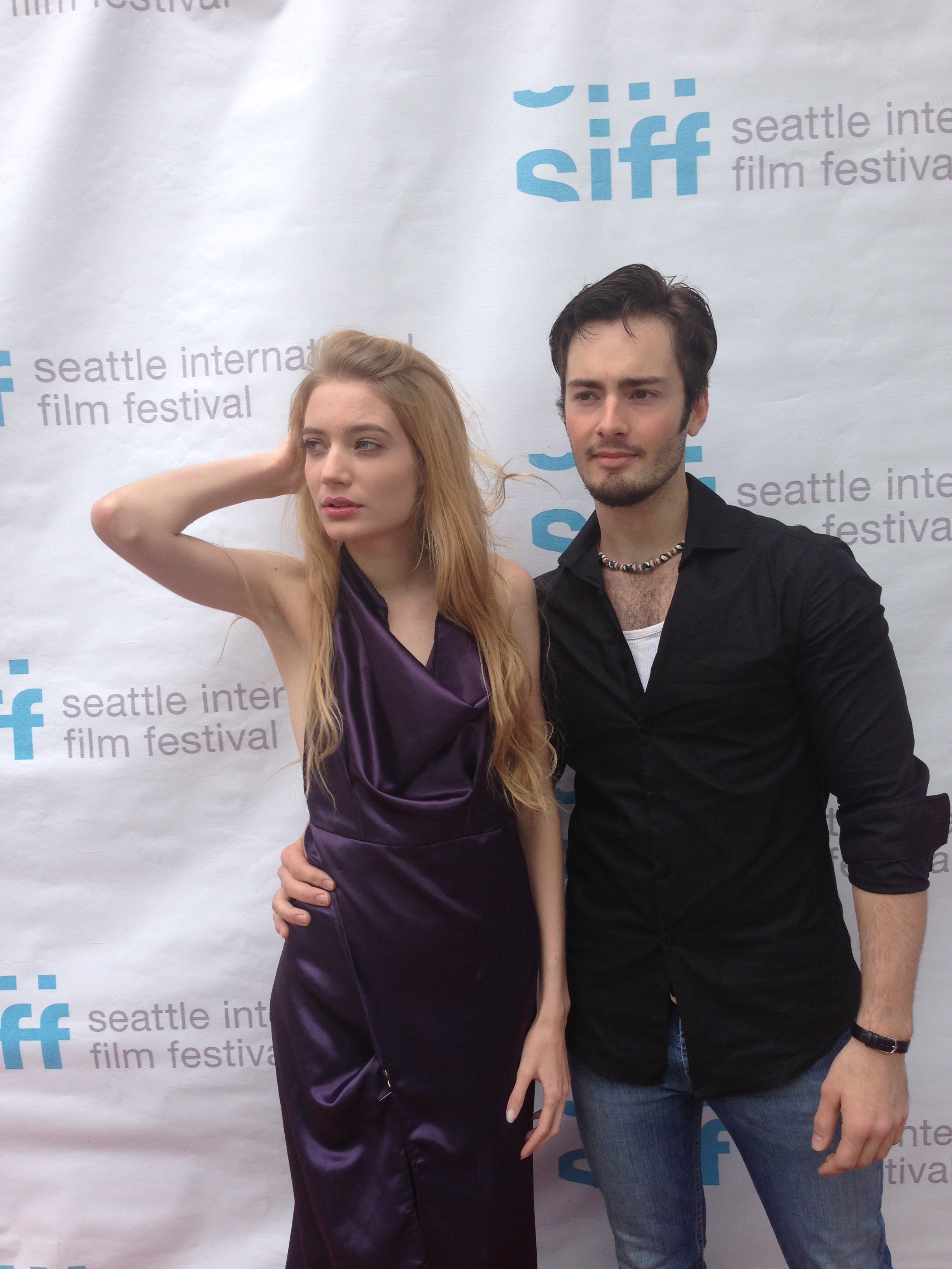 Clara Pasieka with Caleb Oliveri on the SIFF red carpet