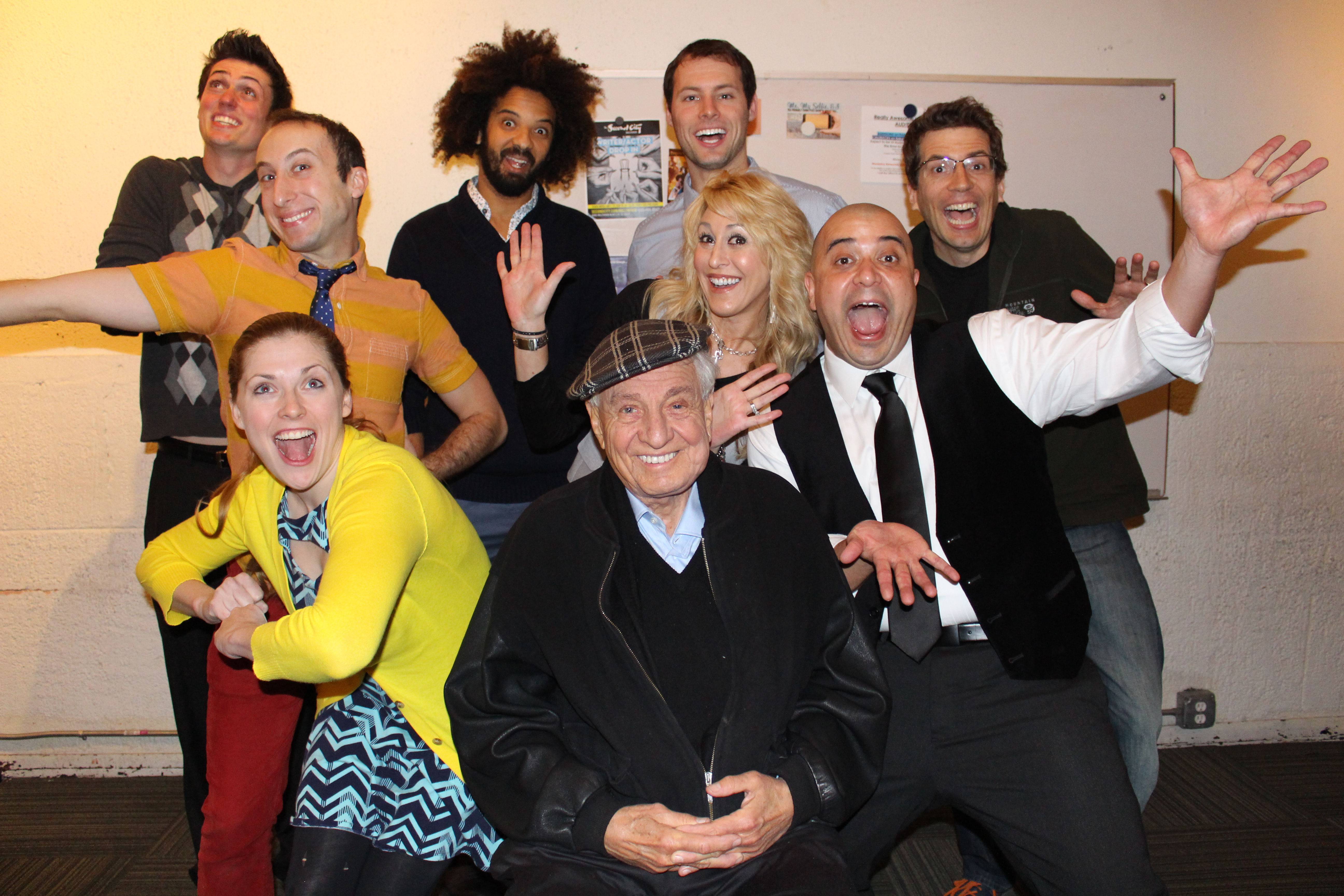 Nicole and her Second City Conservatory Ensemble members clown around with legendary writer, director, actor, & producer Garry Marshall after their 