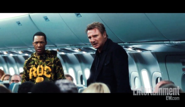 Still of Liam Neeson and Corey Hawkins in Non-Stop (2014)