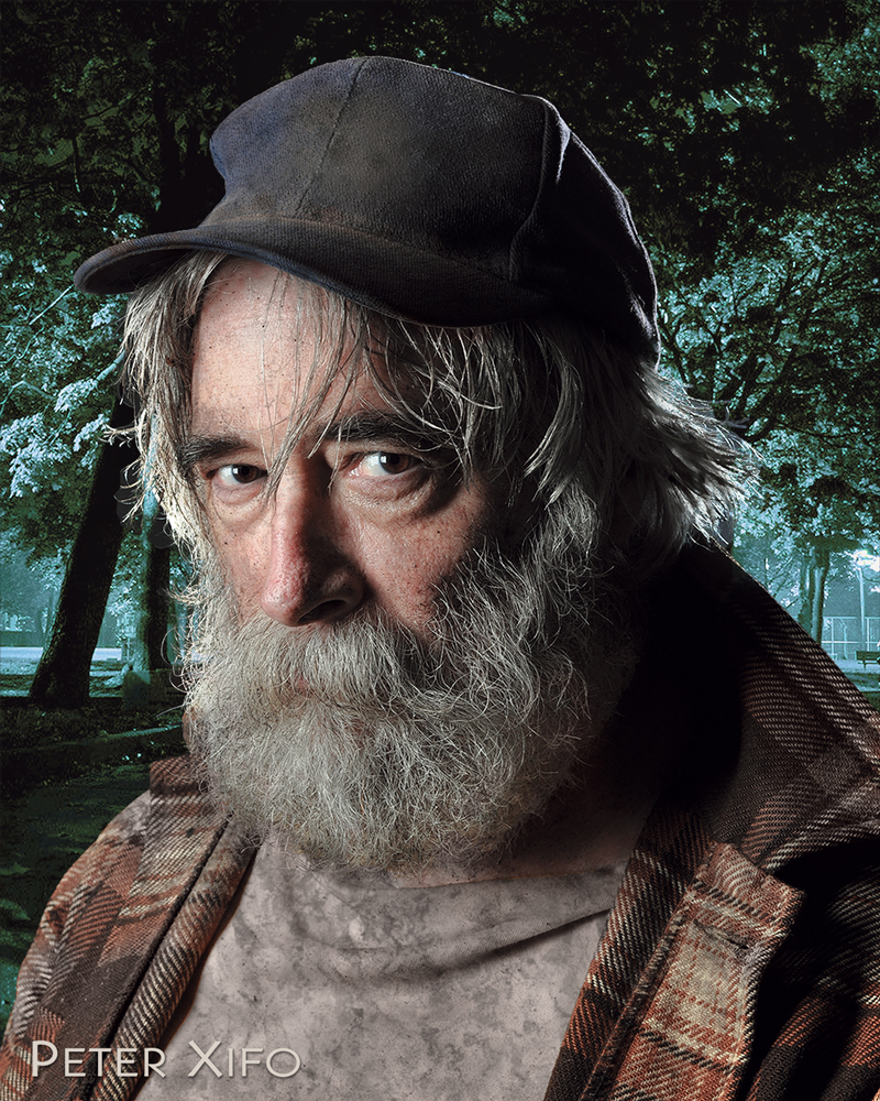 Peter Xifo - as a Homeless guy. Just one of the many characters he has played on Film, Television, on Stage and in Commercials.