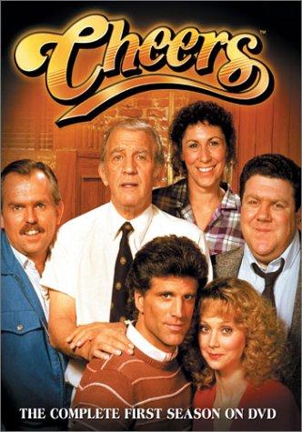 Ted Danson, Shelley Long, John Ratzenberger, George Wendt, Nicholas Colasanto and Rhea Perlman in Cheers (1982)