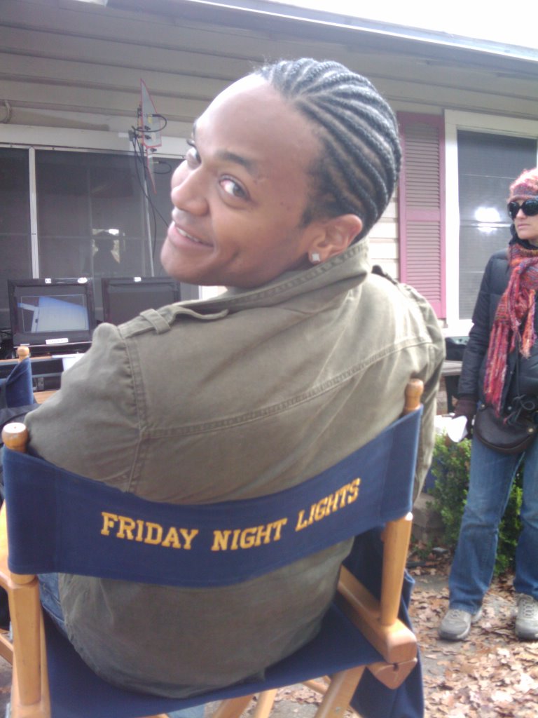 Ernest James on set of Friday Night Lights