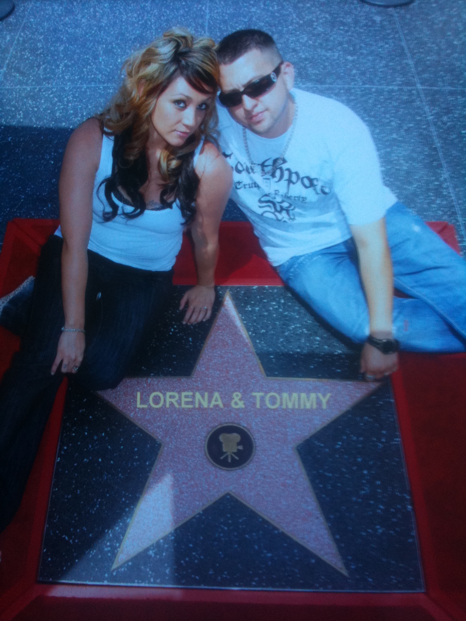 Lorena and Thomas Rivas on the walk of fame in Hollywood California