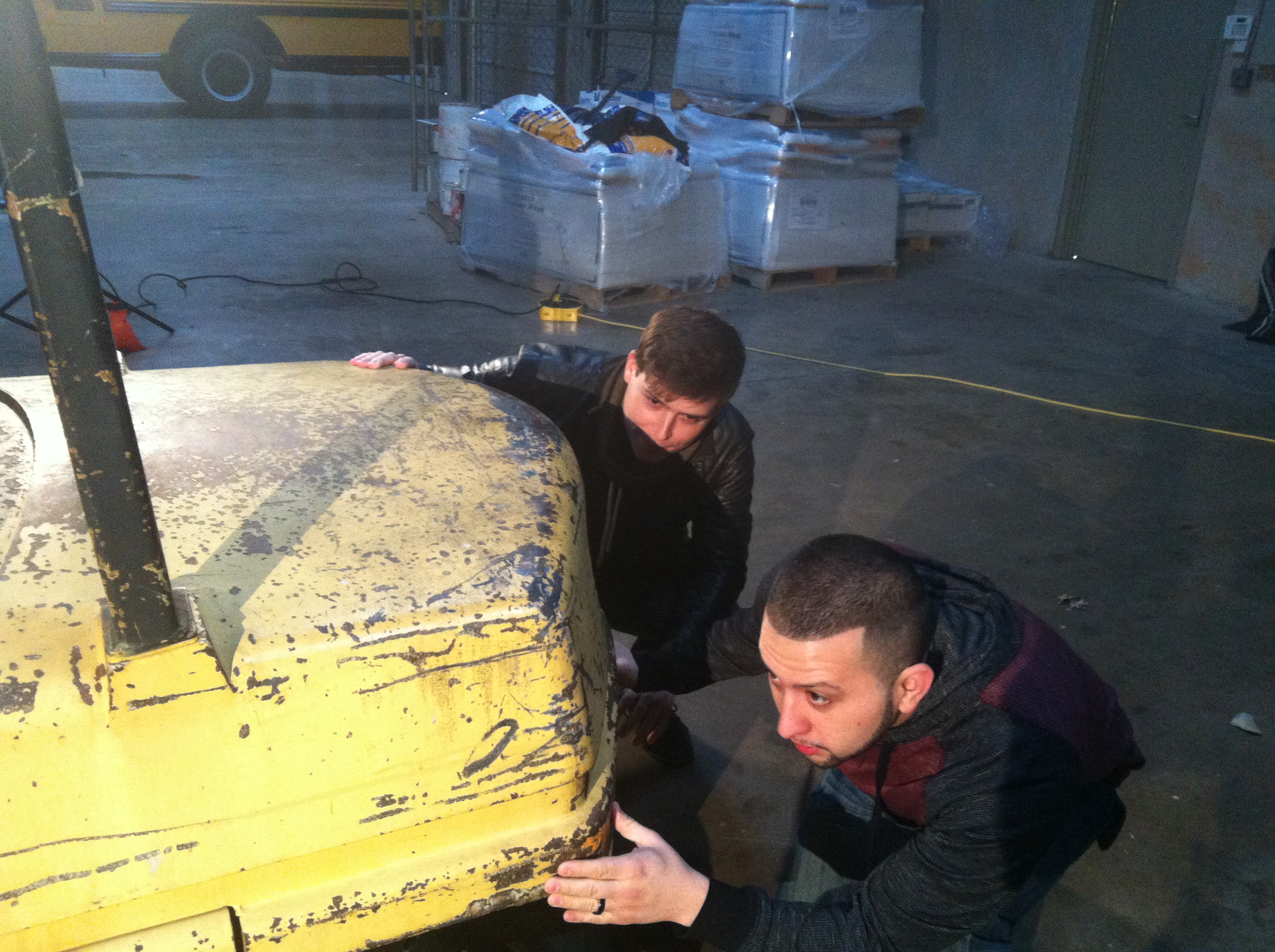 Devin Montgomery and Thomas Hiding ready to scare Kevin!!! on the set of 