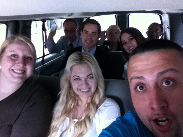 Riding around in the Transpo van On the set of 