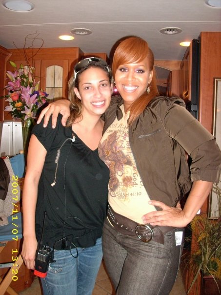 Producer Natasha Pierson and Tina Campbell on the set of Mary Mary's music video, 