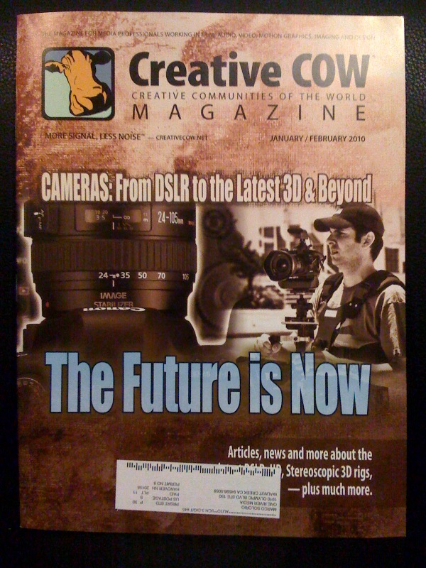 Marco Solorio on the cover and feature article interview of the January 2010 issue of Creative COW Magazine.